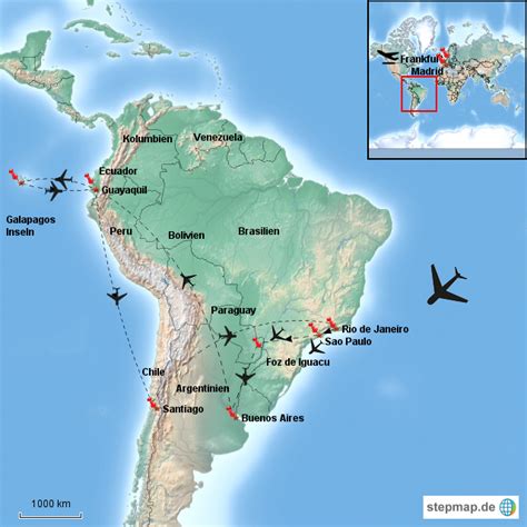 Stepmap Südamerika Tour 2012 Landkarte Für Südamerika