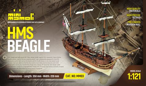 Mamoli Mm03 Hms Beagle Wooden Model Kit With Pre Carved Hull Scale