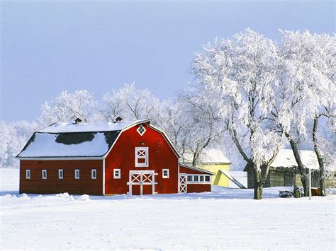 Nature Red Canada Barn Hoarfrost 1600x1200 Wallpaper Nation