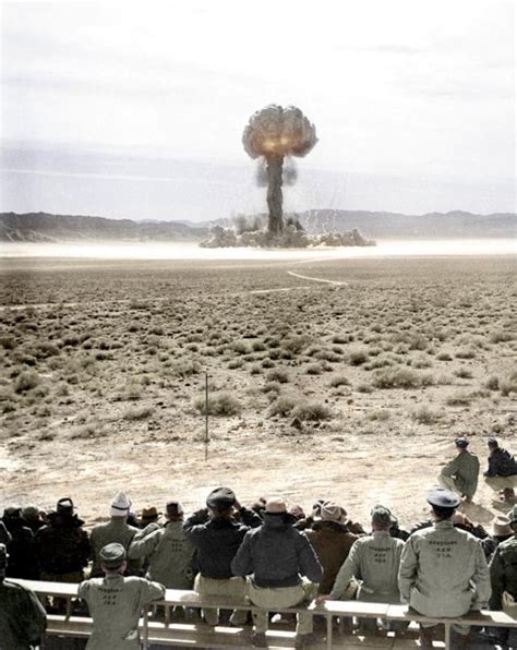 Atomic Explosion At Nevada Test Site 1957 Rcolorizedhistory