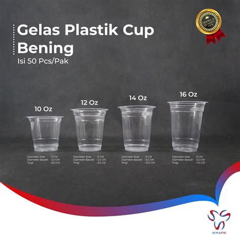 jual aneka gelas plastik cup bening berbagai macam ukuran gelas plastik cup 10oz 12oz 14oz