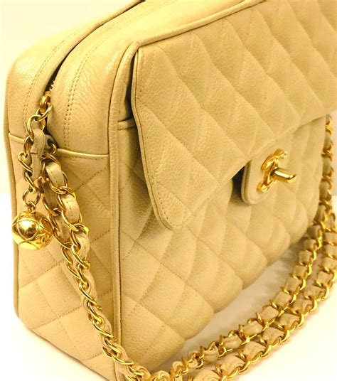 Chanel Beige Caviar Double Chain Handbag In 2021 Chanel Chain