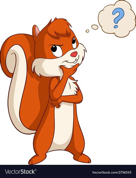 Cartoon Cute Squirrel Thinking Royalty Free Vector Image Cartoon