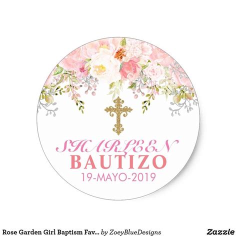 Create Your Own Sticker Zazzle Baptism Girl Garden Girls