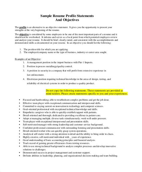 sample objective  resume  examples   word