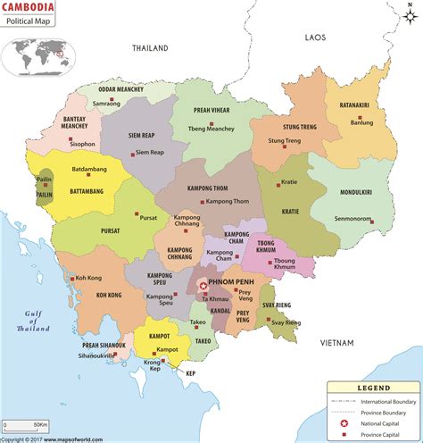 Cambodia Political Wall Map By Maps Of World Mapsales