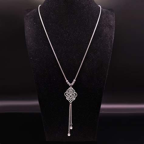2019 New Flower Stainless Steel Statement Necklace Women Silver Color