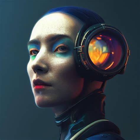 Premium Photo Cyberpunk Woman Portrait Futuristic Neon Style