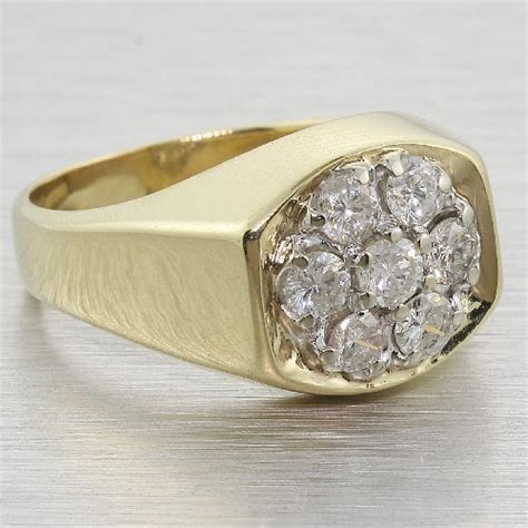 Fine Vintage Mens K Gold Diamond Cluster Ring Band Gldnet