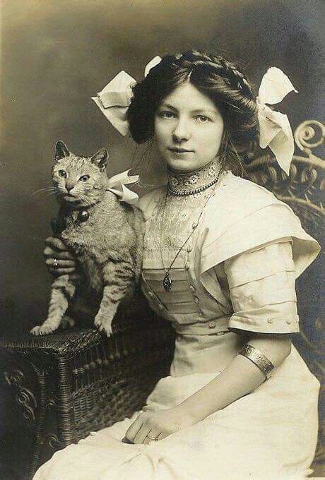 Edwardian Girl With Pet Cat Edwardian Vintage Postcard Vintage Cat