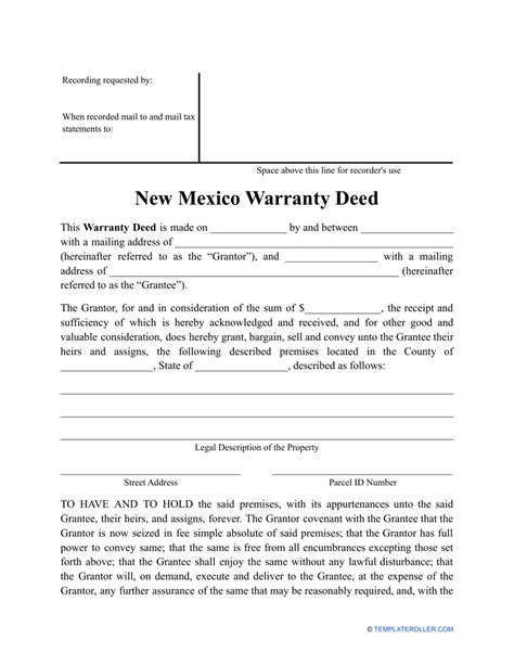 New Mexico Warranty Deed Form Fill Out Sign Online And Download Pdf