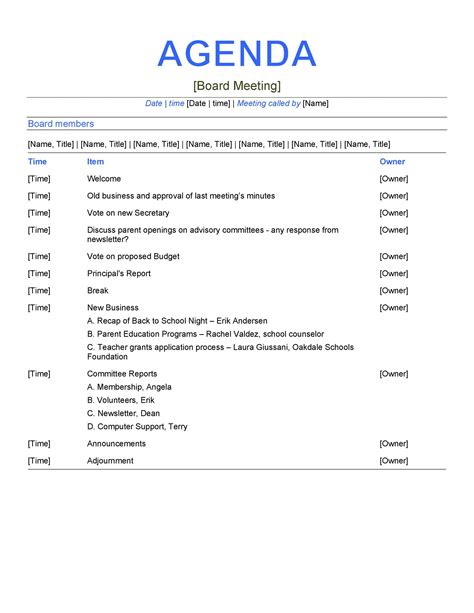 46 Effective Meeting Agenda Templates Template Lab