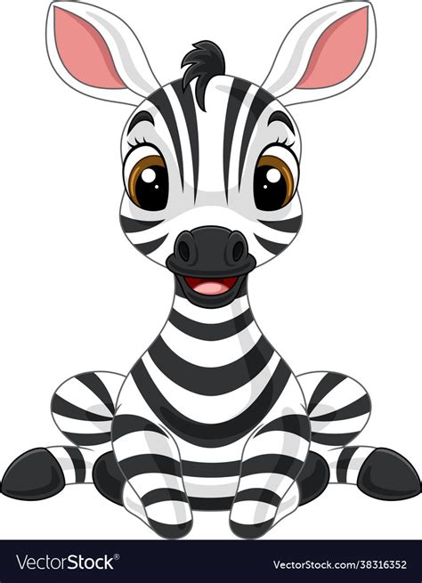 Cartoon Cute Baby Zebra Sitting Royalty Free Vector Image