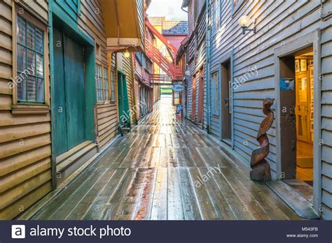 Bryggen Old Wooden Buildings In Bergen Stock Photo Alamy