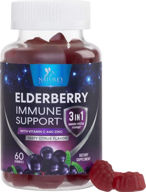 Natures Sambucus Elderberry Gummies Immune Gummies With Vitamin C And Zinc Immune Support