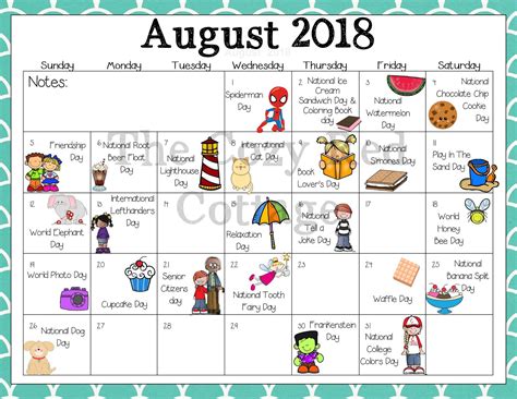 August Calendar With Holidays