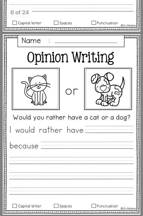 Free Opinion Writing Printable Kindermommacom 1st Grade Writing Pin