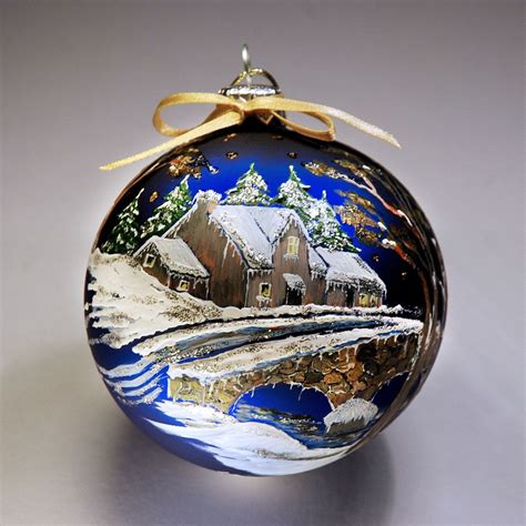 Hand Painted Christmas Bauble Glass Ornament By Mummyscraftcorner £17