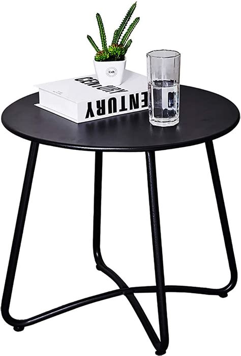 Caifang Patio Side Table Outdoor Small Round Metal Side