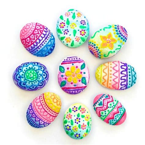 Puffy Paint Easter Egg Rocks Ilovetocreate