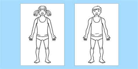 928 x 1856 jpeg 158 кб. Human Body Outline Boy and Girl - Body Template | Drawing