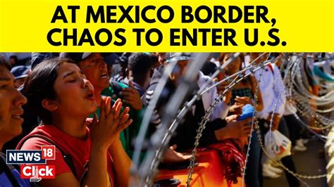 Hundreds Of Migrants Attempt To Storm The Us Mexico Border Us Mexico