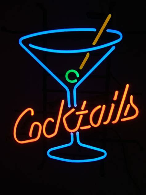 Cocktails And Glass Retro Neon Sign Lawton Imports