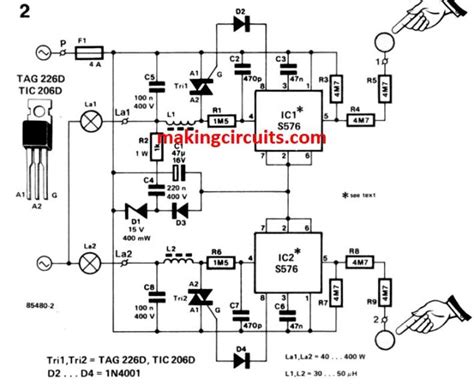 2 In 1 Light Dimmer Circuit With Touch Pad Operation