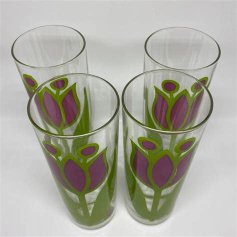 Vintage Colony Glass Purple Tulip Glasses Set Of 4 Chairish