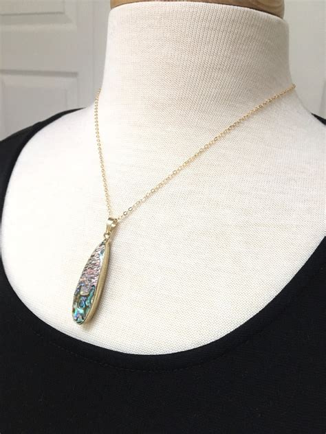 abalone pendant necklace 14k gold filled necklace 17 inch etsy
