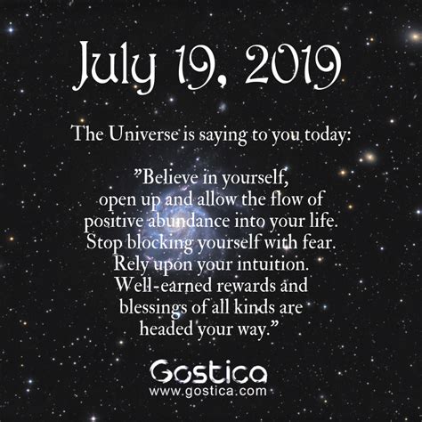 Todays Message From The Universe Friday July 19 2019 • Gostica