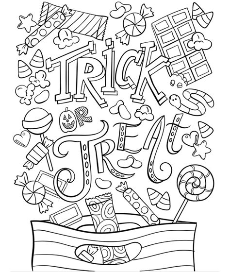 Get 4 colouring pages for the price of 3! Trick or Treat Coloring Page | crayola.com