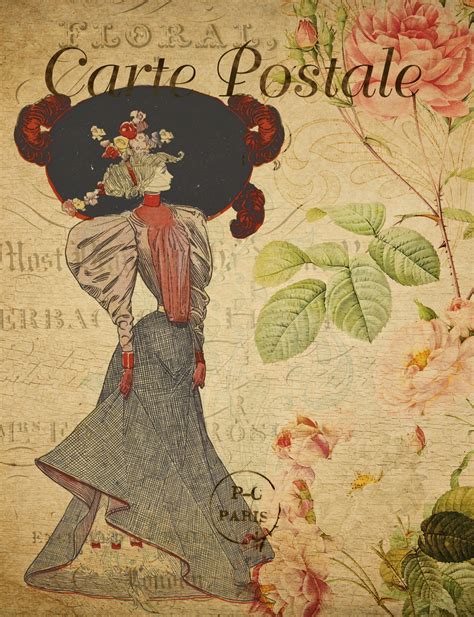 Woman Vintage Floral Postcard Free Stock Photo Public Domain Pictures