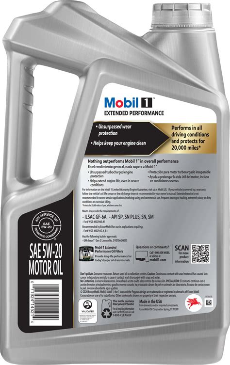 Mobil 1 Extended Performance Full Synthetic Motor Oil 5w 20 5