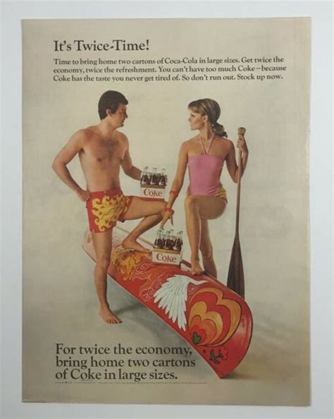 Vintage 1968 Coke Coca Cola Couple In Swimsuit Print Magazine