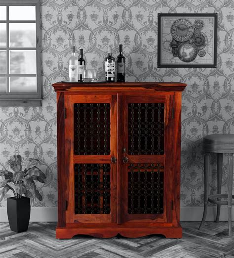 Buy Stafford Solid Wood Bar Cabinet In Honey Oak Finish By Amberville