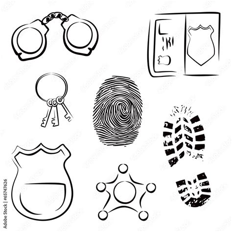 Collection Of Police And Crime Related Symbols Stock Vector Adobe Stock