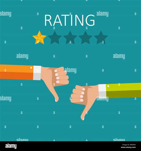 Flat Design Hand With Star Rating Evaluation System And Positive