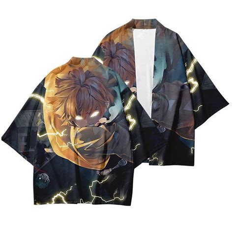 Demon Slayer Kimetsu No Yaiba Zenitsu Agatsuma Haori Kimono Jacke