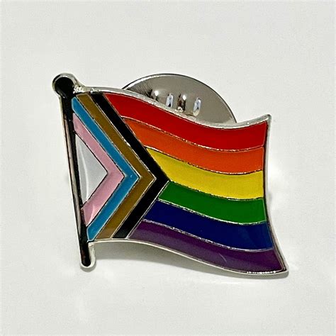 Lgbtq Progress Pride Rainbow Flag Pin Badge Etsy