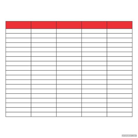 Printable Column Chart Templates
