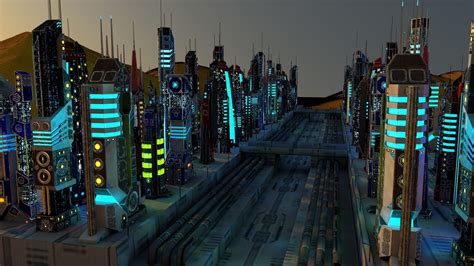 3D Model SCI FI FUTURISTIC CITY Package VR AR Low Poly CGTrader