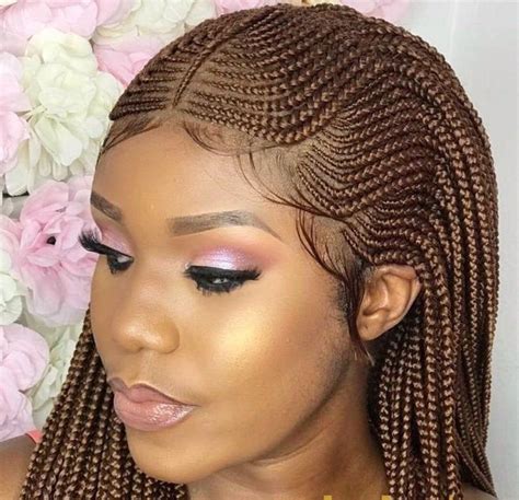 Lace Frontal Cornrow Braided Wig African Braids Hairstyles Braided
