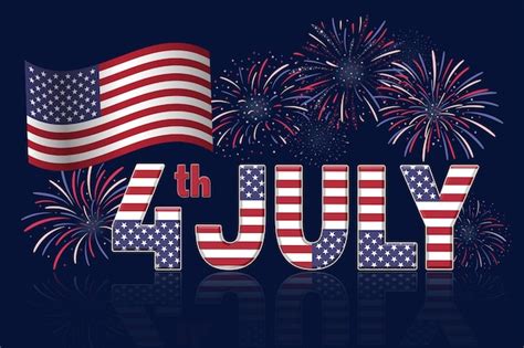 Premium Vector Fourth Of July Banner With Fireworks On Dark Blue