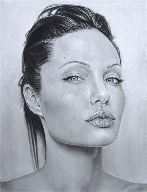 Retrato Carboncillo Mujer Realista Bocetos De Retrato Dibujo De