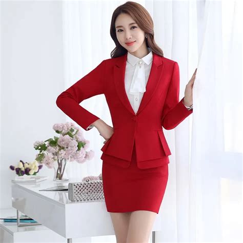 Formal Ladies Office Skirt Suit 2018 Office Uniform Designs Women Business Suits Elegant Skirts