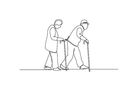 Premium Vector Continuous Line Drawing Of Romantic Elderly Couple