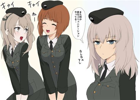 Nishizumi Miho Itsumi Erika And Shimada Arisu Girls Und Panzer