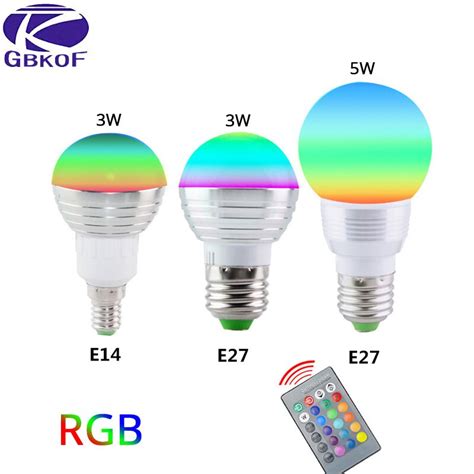 E27 Rgb Led Lamp Bulb Ac110v 127v 220v E14 Led Light Rgb 3w 5w Spot