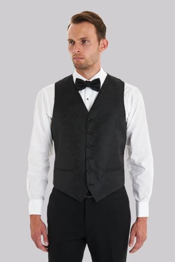 Tailored Fit Black Waistcoat U0026 Bow Tie